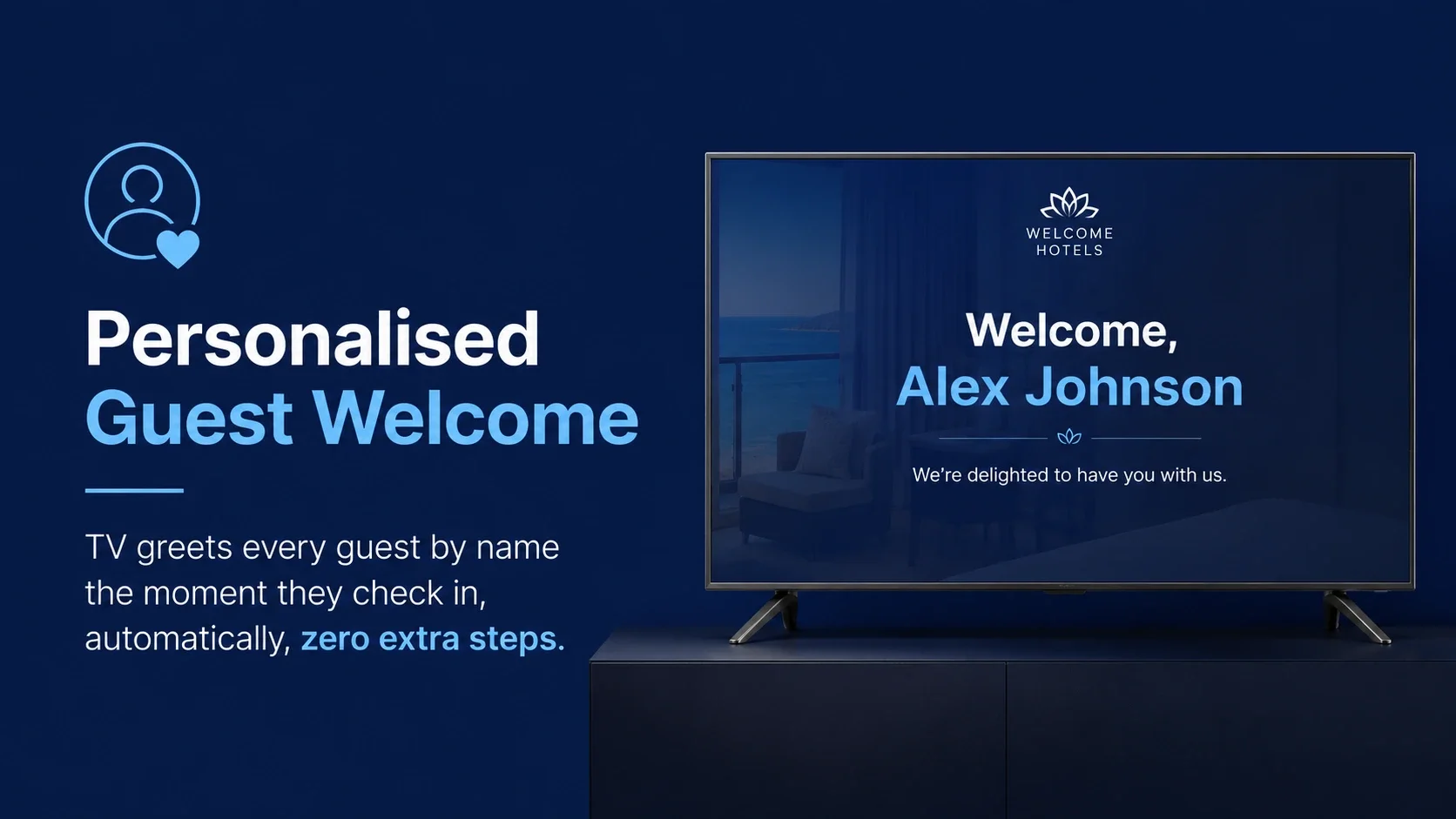 Personalised Guest Welcome — 65 Inch 4K QLED Android Hotel TV By ICE | ICE