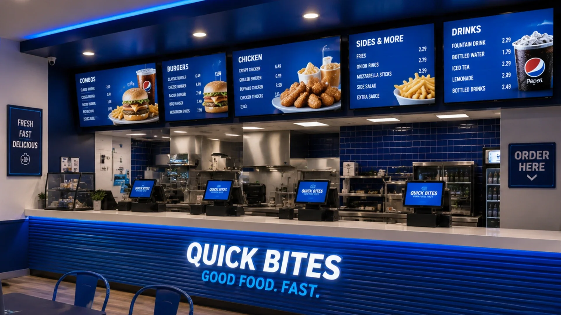 Quick Serve Restaurants — ICE 65" 4K UHD QLED Android Commercial TV | ICE