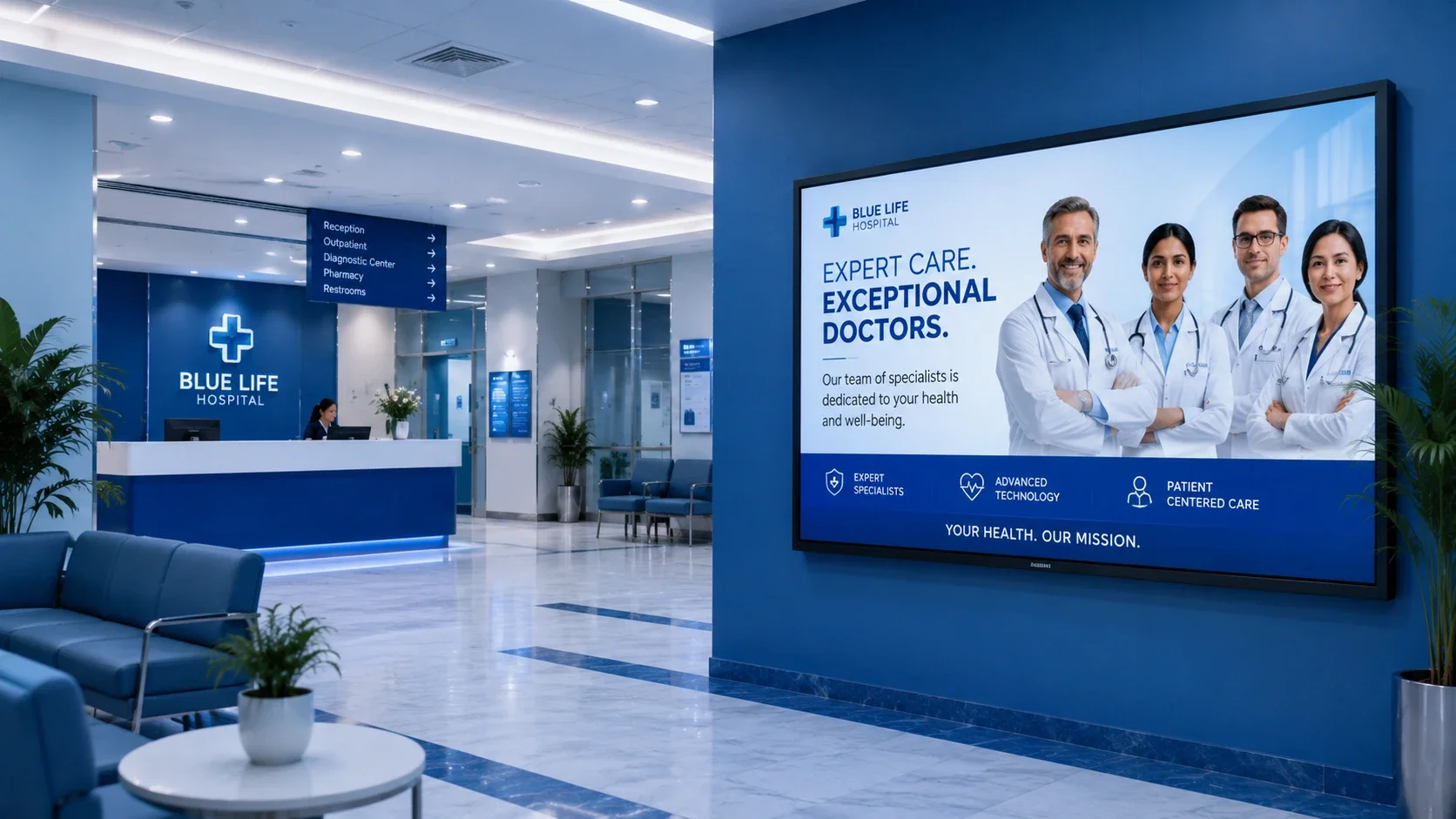 Hospitals & Health Care Centers — ICE 65" 4K UHD QLED Android Commercial TV | ICE