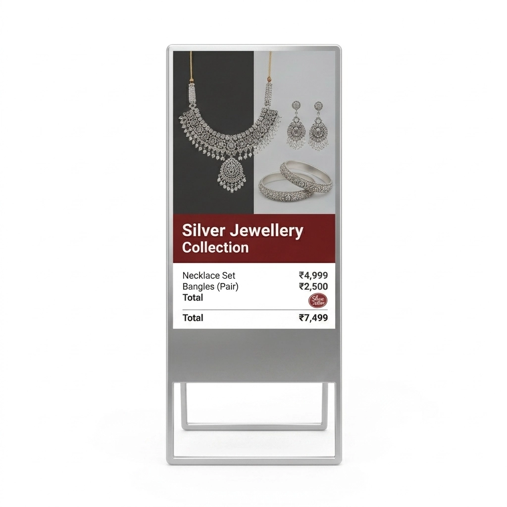 32 Inch Full HD Digital Standee By ICE (PVD Silver) — ICE TV Manufacturer India