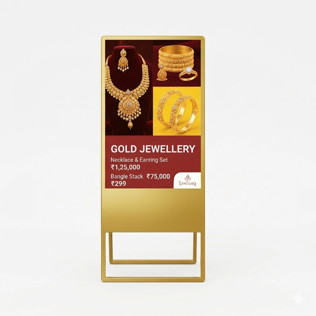 43 Inch Full HD Digital Standee By ICE (PVD Gold) — ICE TV Manufacturer India